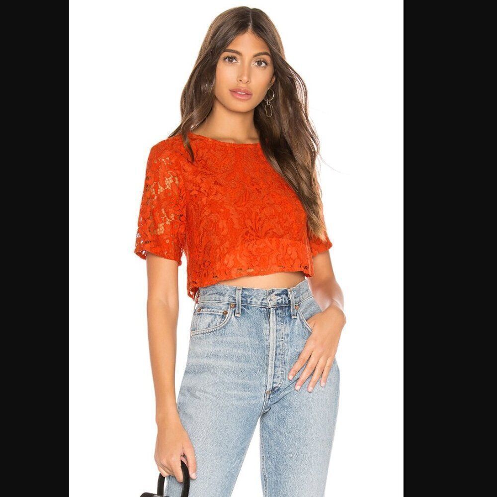 NWT Revolve x Lovers & Friends Raine Crop Top in Deep Coral | Size XL